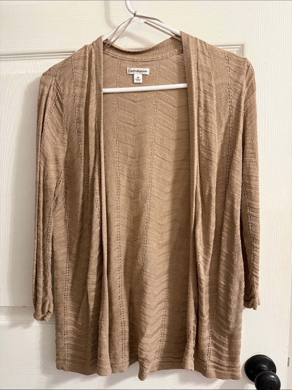 croft & barrow Tan Open-Front Lightweight Cardigan